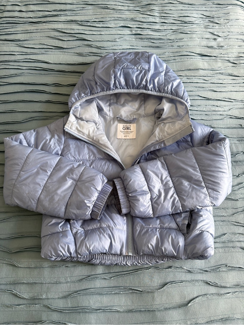 Athleta Girl periwinkle Puffer Jacket with Hood